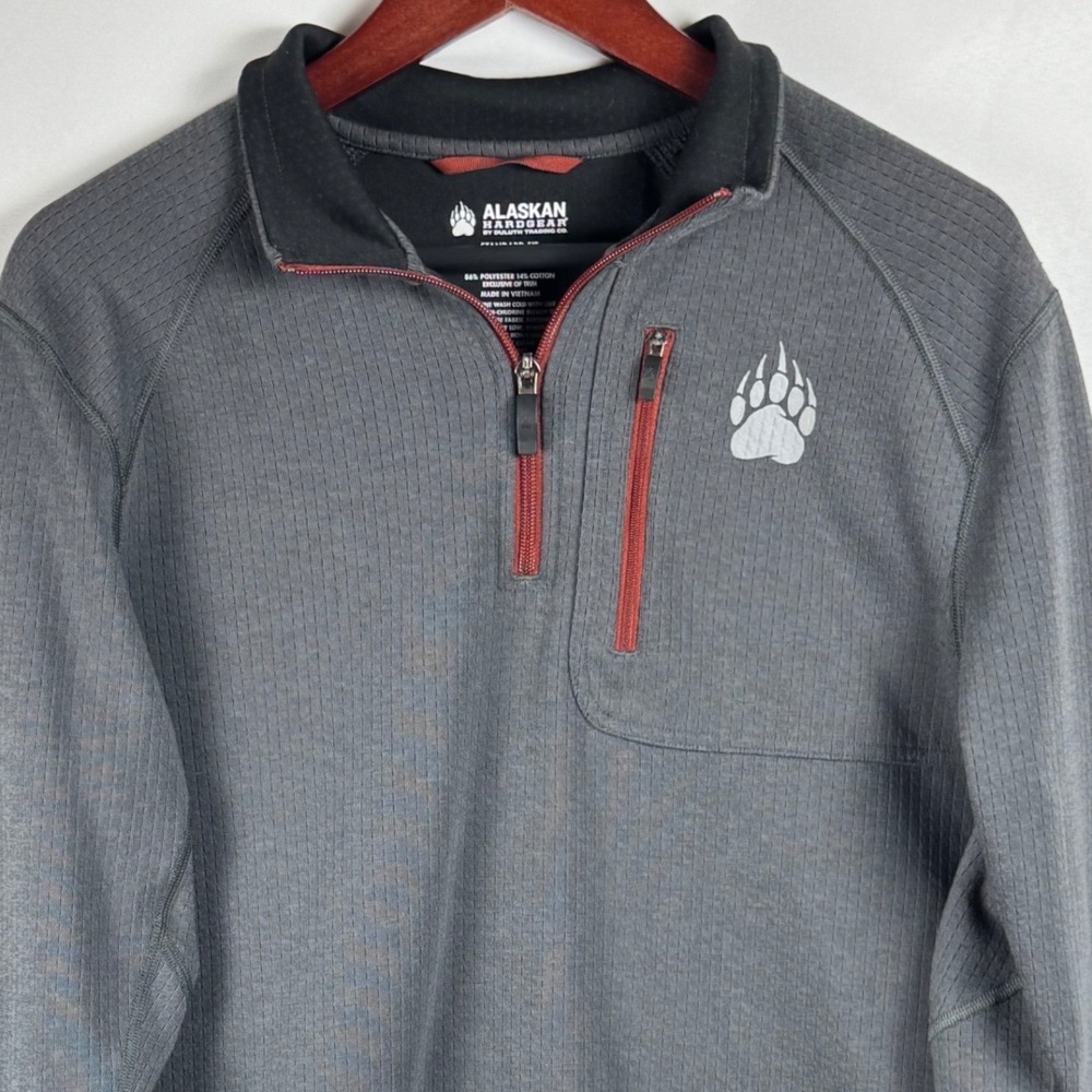 Alaskan Hardgear Duluth Mens M Gray Waffle Knit Quarter Zip Pullover 68224